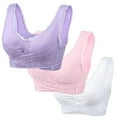 thumbnail image 1 of Women's Front Side Buckle Lace Edge Without Steel Ring Movement Seamless Gathering Adjustment Yoga Sleep Large Bra(L, Pink 3PCS), 1 of 6