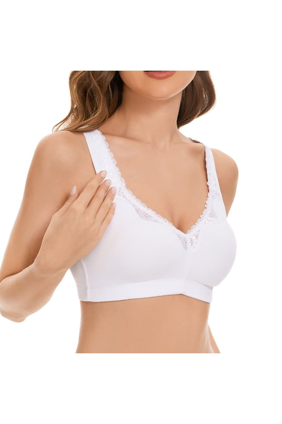 Women's Front Side Buckle Lace Edge Without Steel Ring Movement Seamless Gathering Adjustment Yoga Sleep Large Bra Strapless Front Buckle Lift Bra Support Bras for Women Woman Bras Athletic Bras for
