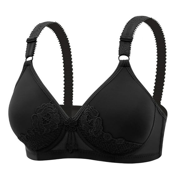 Women's Front Side Buckle Seamless Yoga Bra Lace Edge Comfortable Supportive Wireless Sleep Large Cup Adjustable Sports