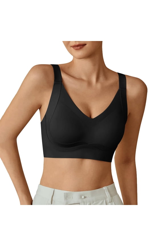 Women's Front Side Buckle Seamless Yoga Bra with Lace Edge for Comfortable Movement and Sleep Support Large Size Adjustable
