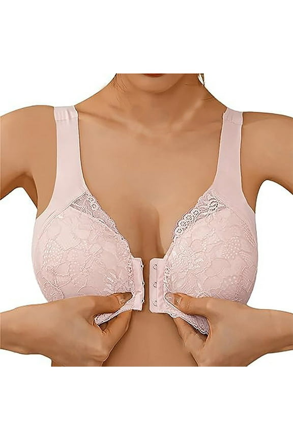 Women's Front Side Buckle Womens Bras Comfortable Front Closure Lace Edge without Steel Womens Bras Plus Size Ring Movement Seamless Gathering Women Bra Pack Adjustment Yoga Sleep Large Bra