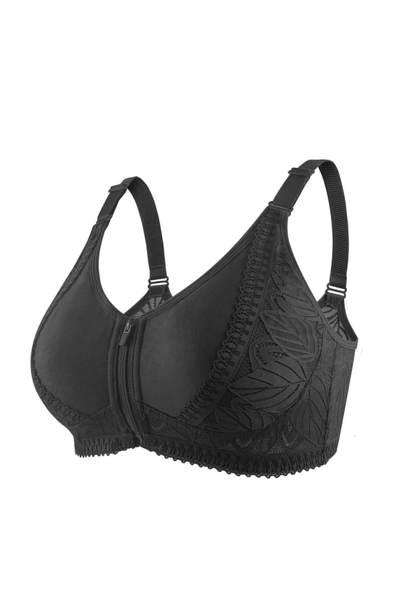 Women's Front Snaps Sports Bra Push Up Bras for Older Lady Wireless Beauty Back High Support Front Closure Charm Everyday Underwear Cotton Bralette Gathering Breathable Lingerie Plus Size 52