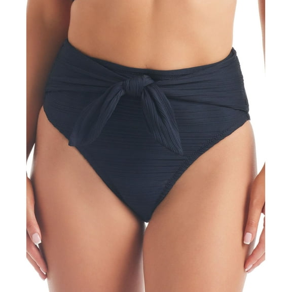 Women's Front-Tie High-Waist Bikini Bottoms Black S