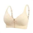 thumbnail image 1 of Women's Front Zip Sports Bra High Workout Yoga Running Top Breathable Supportive Seamless Comfort Fitness Activewear Shaping Bra Comfortable & Breathable(Color:2Beige,Size:XXXL), 1 of 5