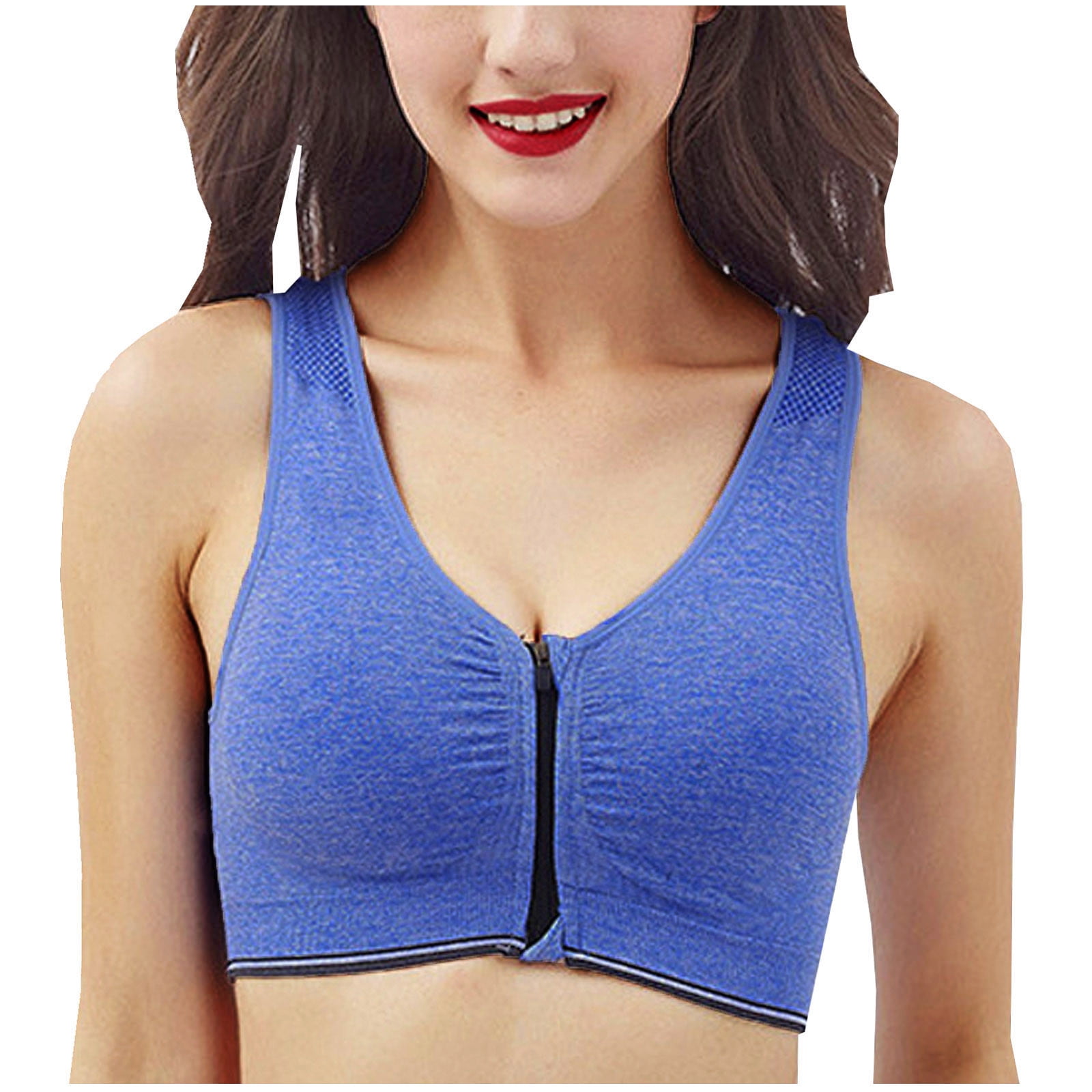 Women's Front Zip Yoga Bra Sleep Bras Plus Size Comfort Soft Push