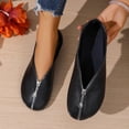 thumbnail image 1 of Women's Front Zipper Flats, Soft Leather Low Heel Casual Shoes with Round Toe, Versatile Solid Color Vintage Dress Shoes for Work and Weekend, 1 of 9
