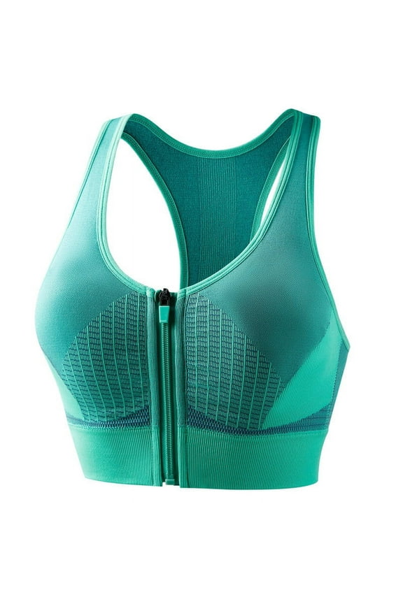 Women's Front Zipper Sports Bra, Shock Resistant Front Zip Sports Bra Racerback Running Bra Tank Top Seamless Sports Bra Power Lift Up Bra, Sculpting Bra, Sports Sculpting Lift Up Bra