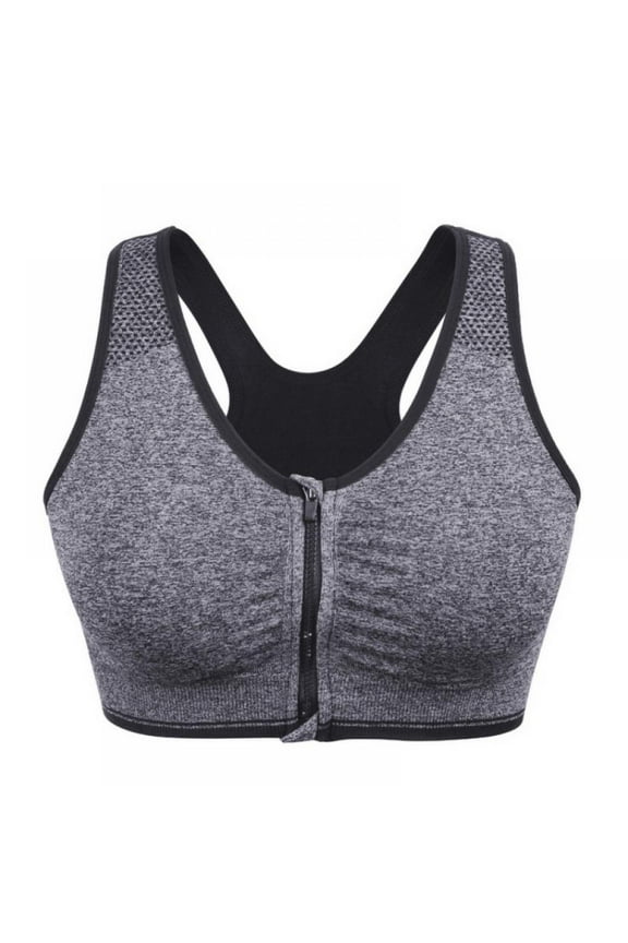 Women's Front Zipper Sports Breathable Wirefree Padded Push Up Sports Top Fitness Gym Yoga Workout Bra Sports Bra Tops