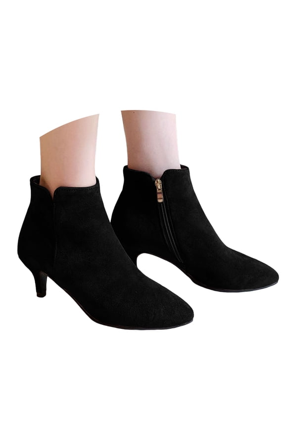 Women's Frosted Short Boots With Thin Heels And Pointed Toes