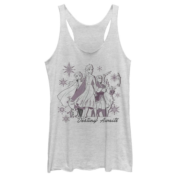 Women's Frozen 2 Destiny Awaits Friends Racerback Tank Top White Heather X Large