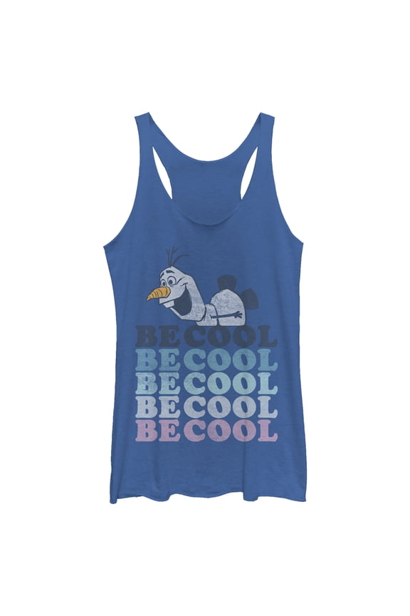 Women's Frozen 2 Olaf Be Cool Racerback Tank Top Royal Blue Heather 2X Large