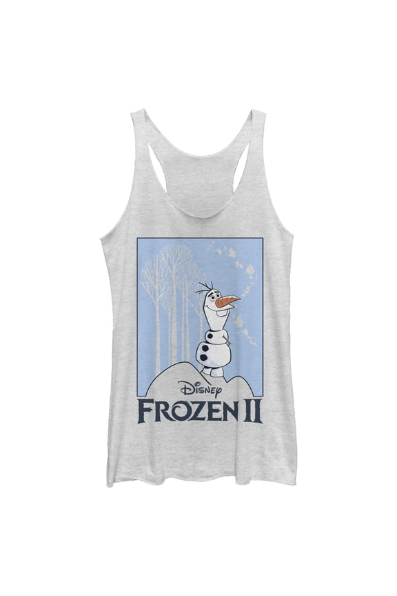 Women's Frozen 2 Olaf Snow Scene Racerback Tank Top White Heather Large