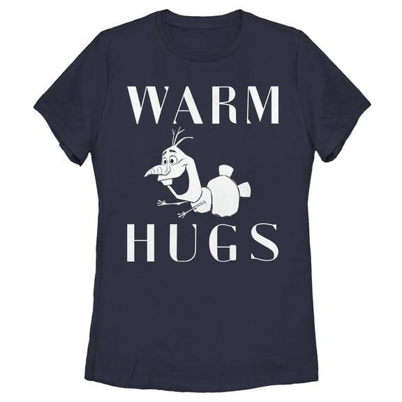 Women's Frozen 2 Olaf Warm Hugs  Graphic Tee Navy Blue Large