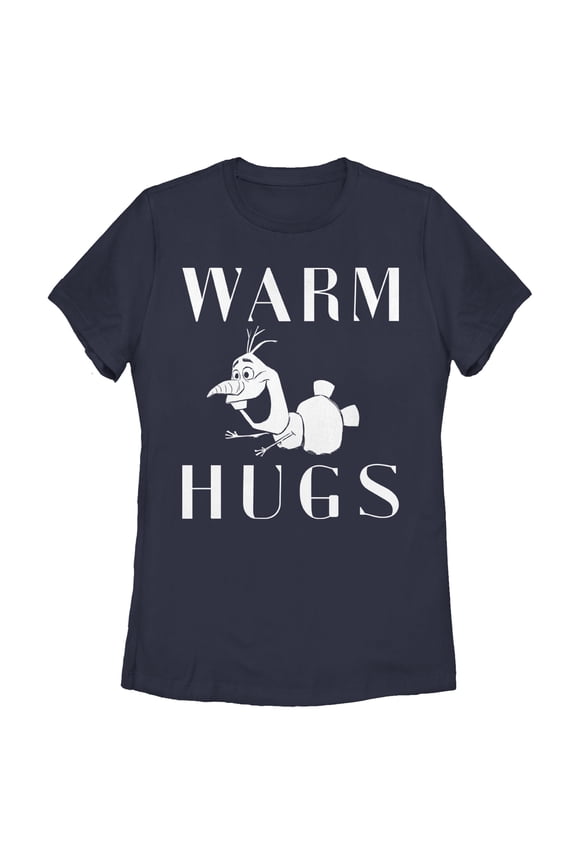 Women's Frozen 2 Olaf Warm Hugs Graphic Tee Navy Blue Medium