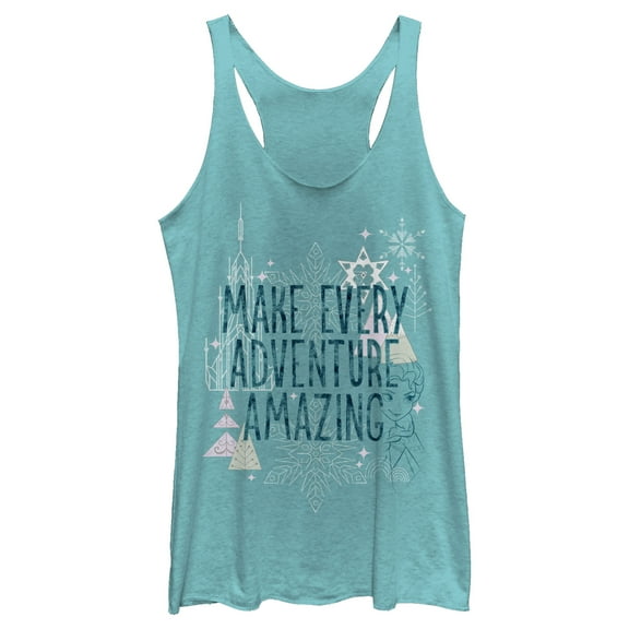 Women's Frozen Amazing Adventure Pattern  Racerback Tank Top Tahiti Blue X Small