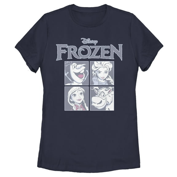 Women's Frozen Character Squares  Graphic Tee Navy Blue Medium
