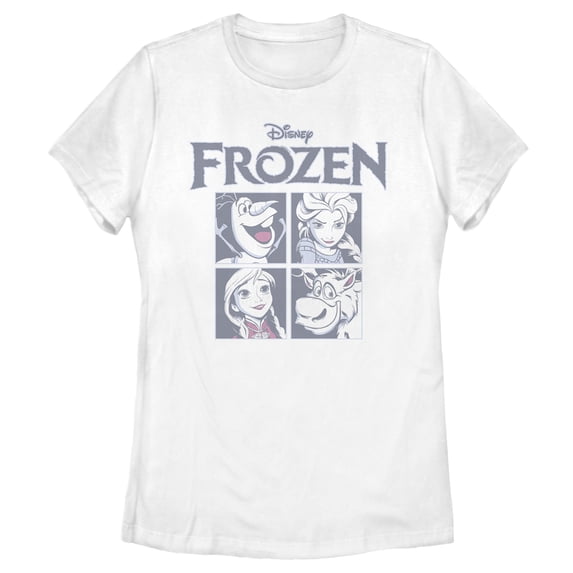Women's Frozen Character Squares Graphic Tee White Small