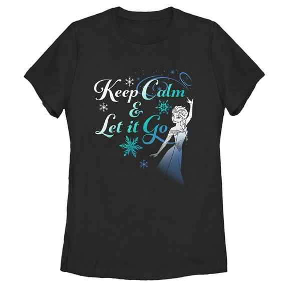 Women's Frozen Elsa Keep Calm Graphic Tee Black 2X Large