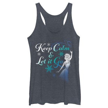 Women's Frozen Elsa Keep Calm  Racerback Tank Top Navy Blue Heather Large