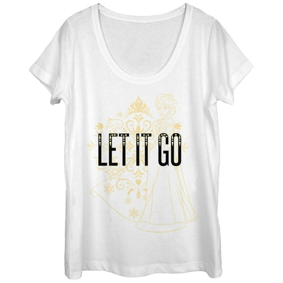 Women's Frozen Elsa Let It Go Scoop Neck White 2X Large