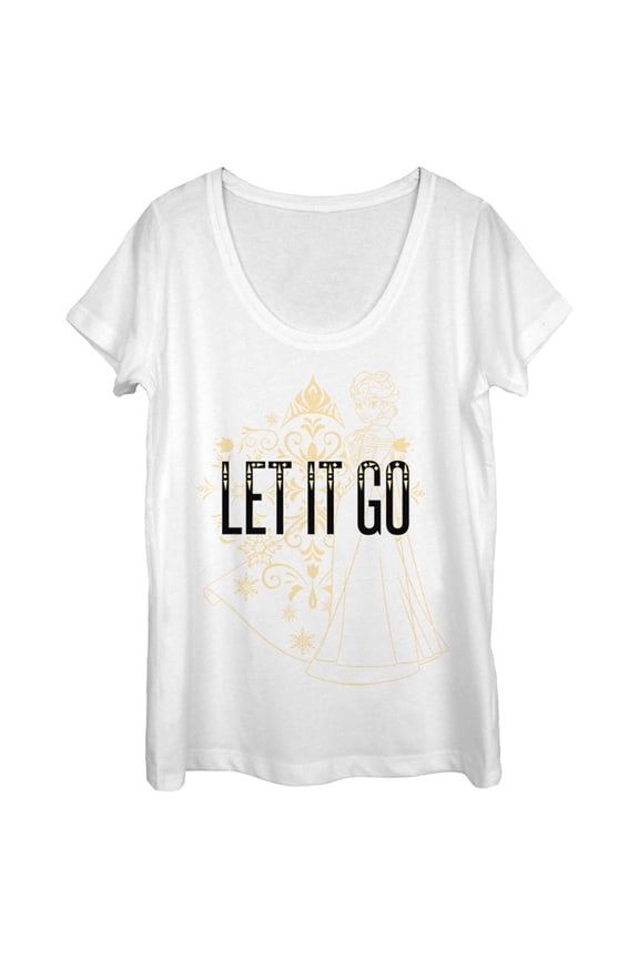 Women's Frozen Elsa Let It Go  Scoop Neck White Small