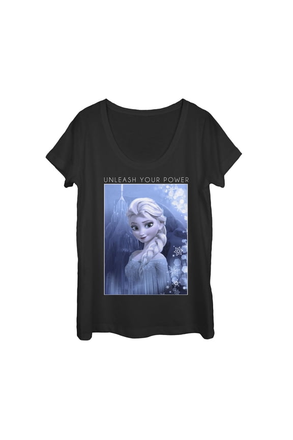 Women's Frozen Elsa Unleash Scoop Neck Black X Large