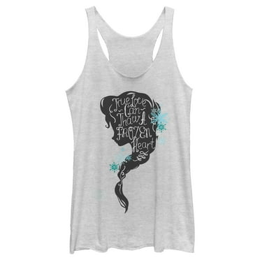 Women's Frozen Love Thaws Heart  Racerback Tank Top White Heather Small