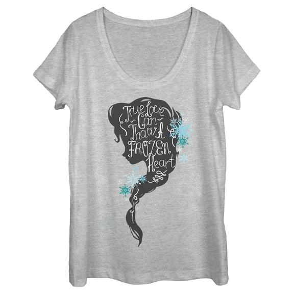Women's Frozen Love Thaws Heart Scoop Neck Athletic Heather Large