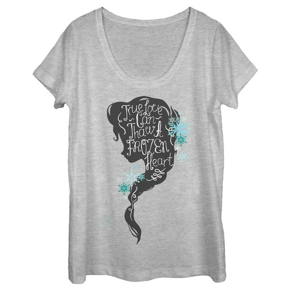 Women's Frozen Love Thaws Heart Scoop Neck Athletic Heather Small
