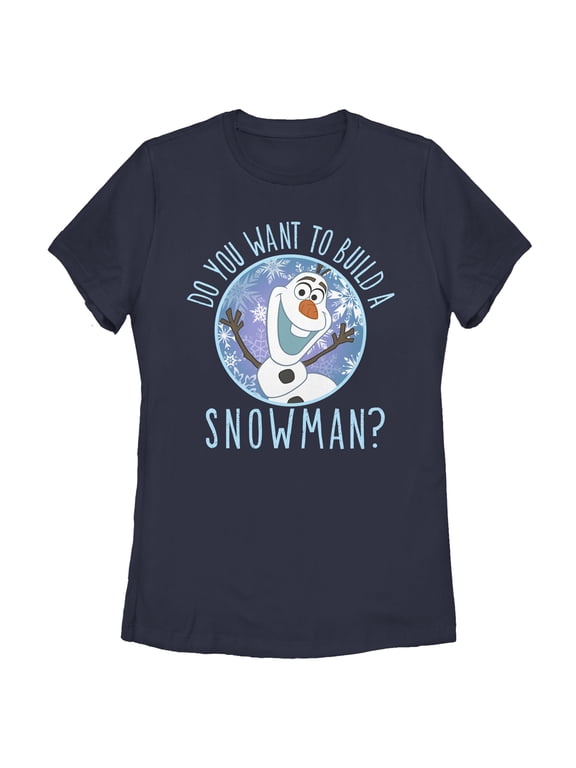 Women's Frozen Olaf Build Snowman Graphic Tee Navy Blue Small