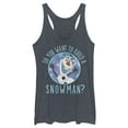 thumbnail image 1 of Women's Frozen Olaf Build Snowman  Racerback Tank Top Navy Blue Heather X Large, 1 of 3