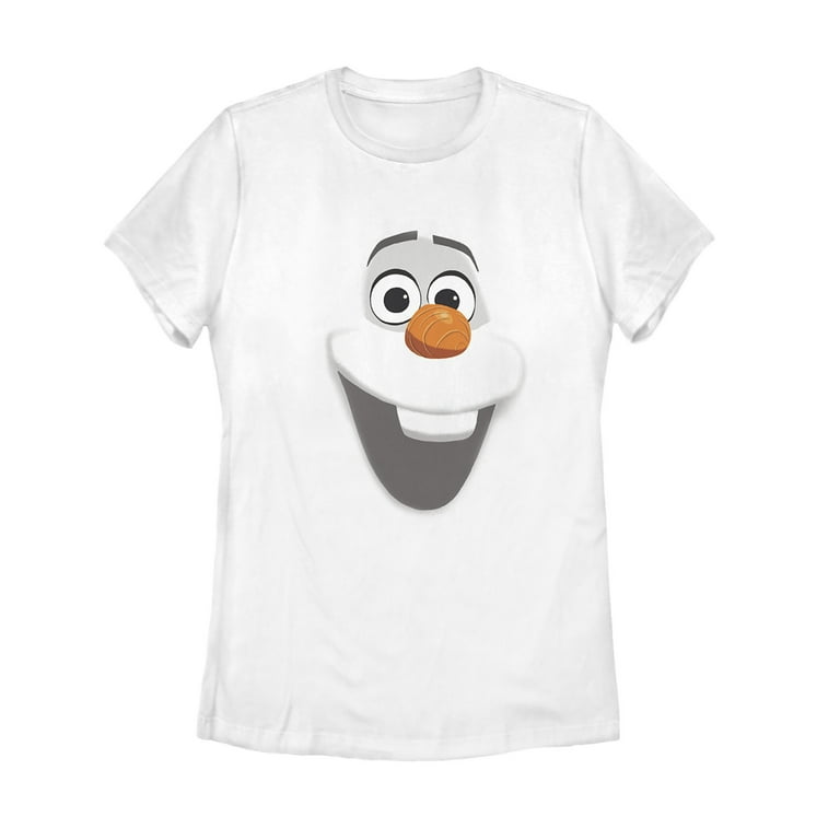 Women s Frozen Olaf Face Graphic Tee White Medium