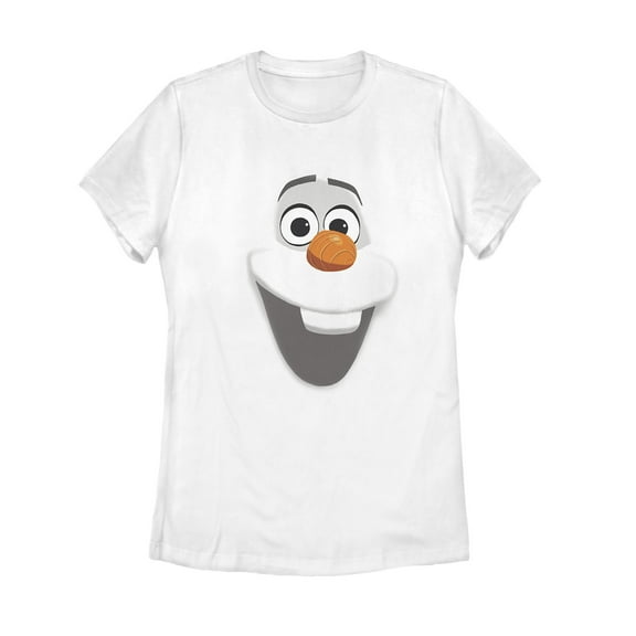 Women's Frozen Olaf Face  Graphic Tee White X Large