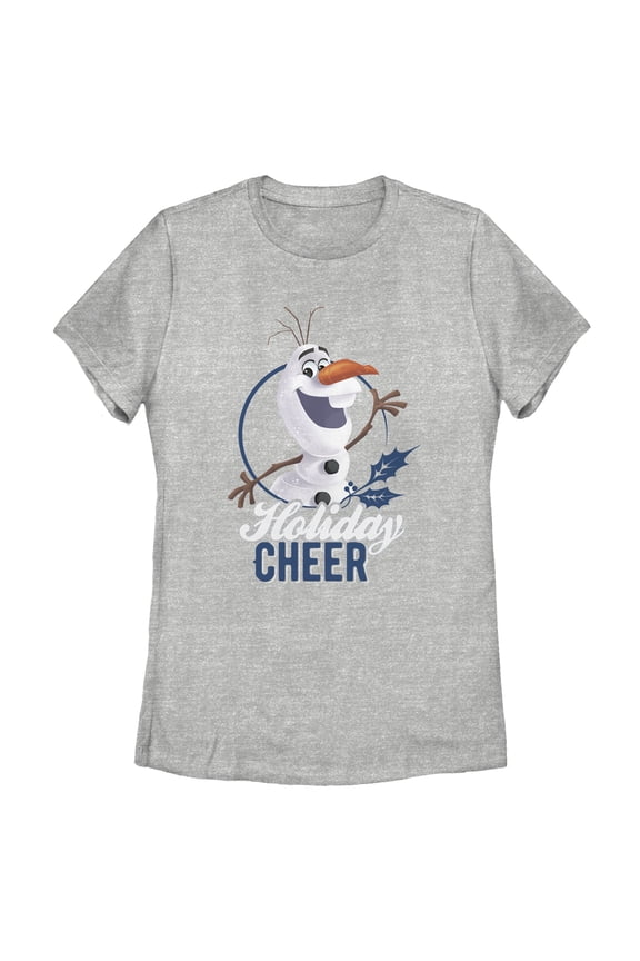 Women's Frozen Olaf Holiday Cheer Graphic Tee Athletic Heather Large