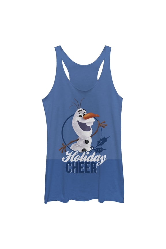 Women's Frozen Olaf Holiday Cheer  Racerback Tank Top Royal Blue Heather 2X Large