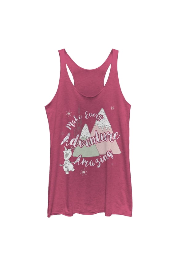 Women's Frozen Olaf Mountain Adventure Racerback Tank Top Pink Heather Large