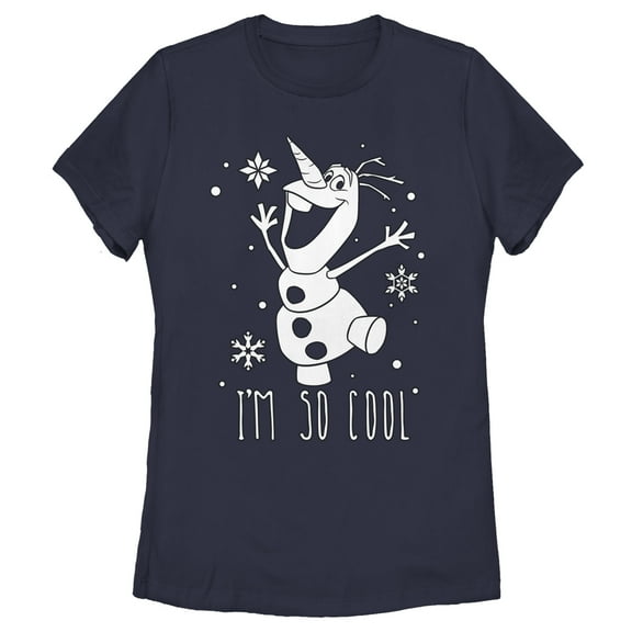 Women's Frozen Olaf So Cool  Graphic Tee Navy Blue Medium