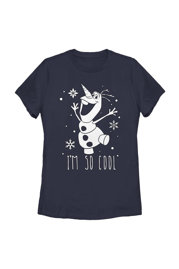 Women's Frozen Olaf So Cool  Graphic Tee Navy Blue Medium