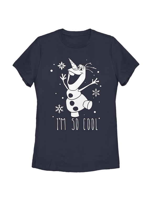 Women's Frozen Olaf So Cool Graphic Tee Navy Blue Small