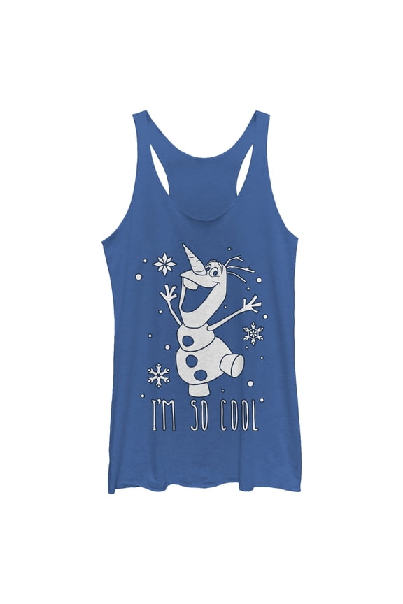 Women's Frozen Olaf So Cool Racerback Tank Top Royal Blue Heather X Small