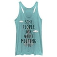 thumbnail image 1 of Women's Frozen People Worth Melting For  Racerback Tank Top Tahiti Blue Large, 1 of 3