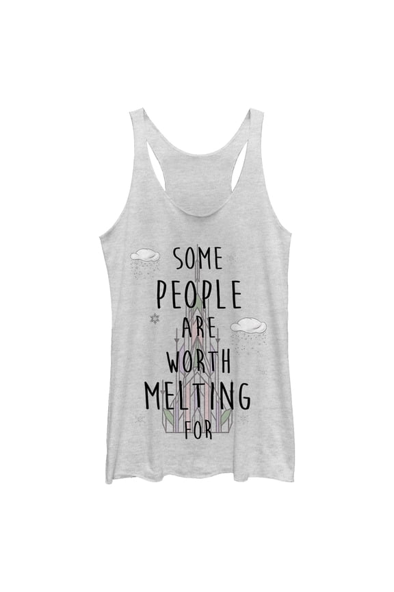 Women's Frozen People Worth Melting For Racerback Tank Top White Heather Small