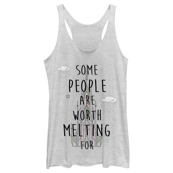Women's Frozen People Worth Melting For  Racerback Tank Top White Heather X Large