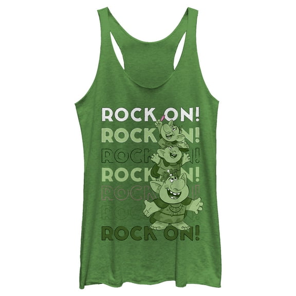 Women's Frozen Rock On Trolls Racerback Tank Top Envy Green Small