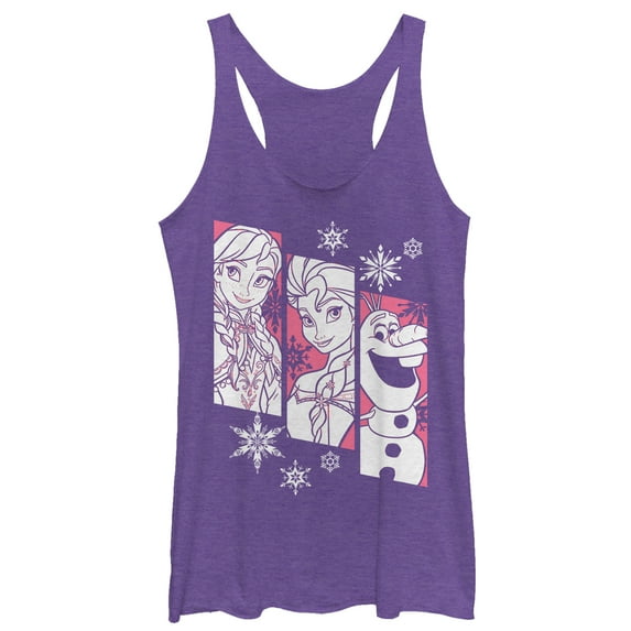 Women's Frozen Trio Racerback Tank Top Purple Heather Small
