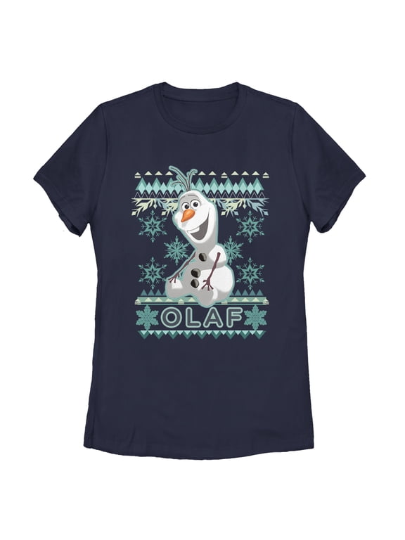 Women's Frozen Ugly Christmas Olaf Graphic Tee Black Medium