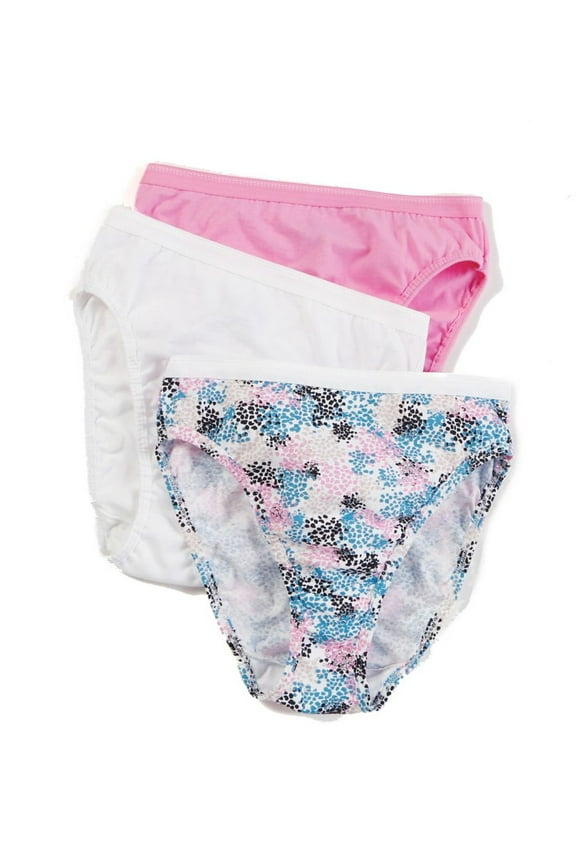 Women's Fruit Of The Loom 3DHICAS Cotton Hi-Cut Brief Panties - 3 Pack (Assorted 10)