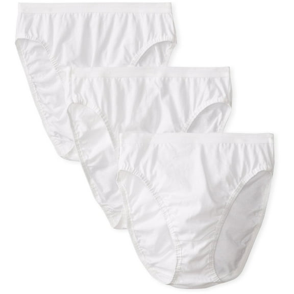 Women's Fruit Of The Loom 3DHICWH Cotton Hi-Cut Brief Panties - 3 Pack (White 7)