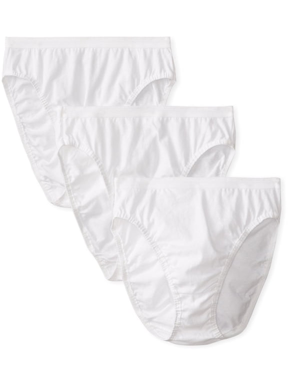 Women's Fruit Of The Loom 3DHICWH Cotton Hi-Cut Brief Panties - 3 Pack (White 7)