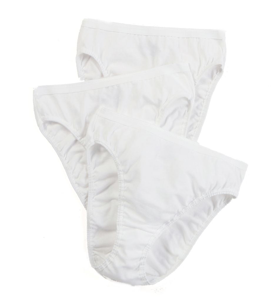 Women's Fruit Of The Loom 3DHICWH Cotton Hi-Cut Brief Panties - 3 Pack  (White 9)